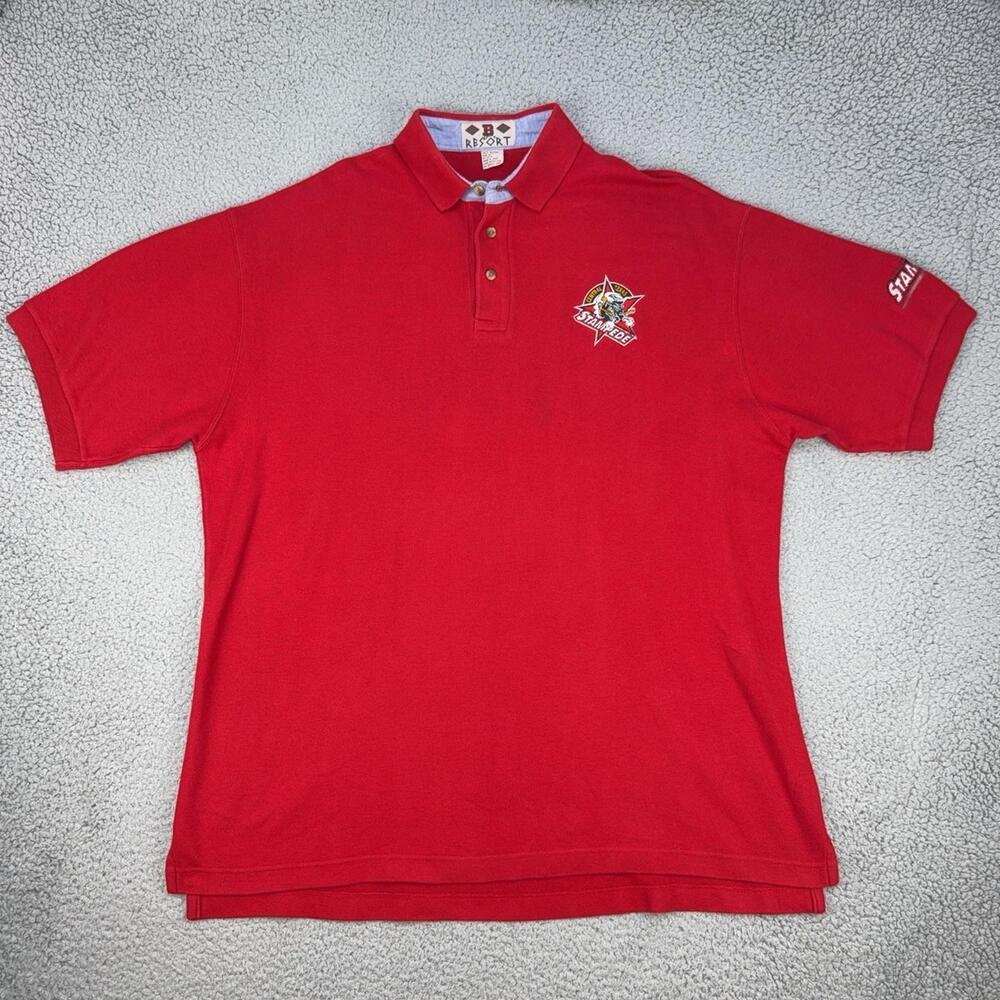 Vintage Central Texas Stampede Shirt Mens XL Red Hockey Polo B Sport Resort